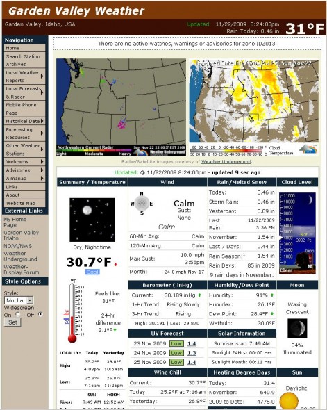 Screenshot Of New Weather Website