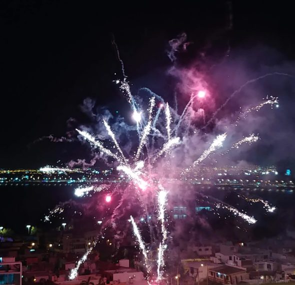 Fireworks following King Coronation at Parque Ciudades Hermanas